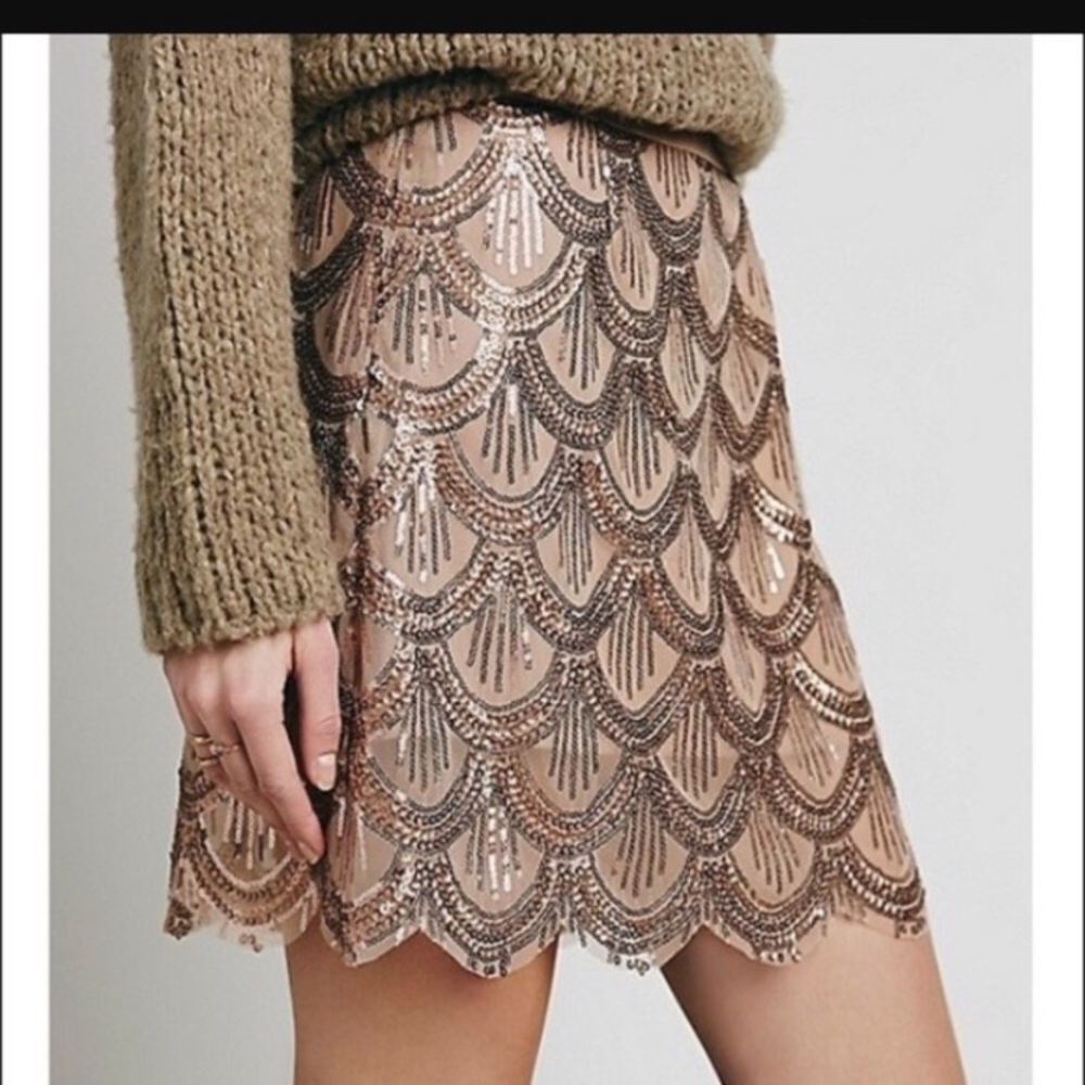 Free people scalloped sequin mini skirt